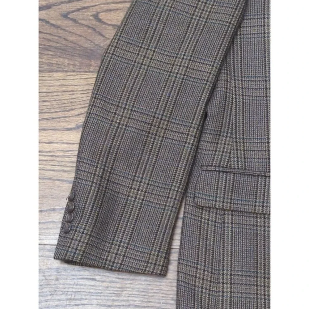 Brooks Brothers‎ Sz 42RG Brown Tan Glen Plaid Lambswool Cashmere Jacket Made USA